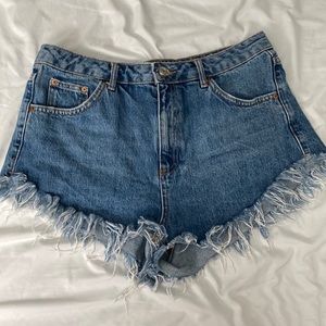 Topshop Kiri Fray Denim Shorts